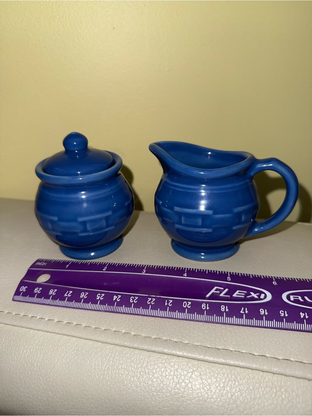 Longaberger cornflower Blue Ceramic Creamer and Sugar Set